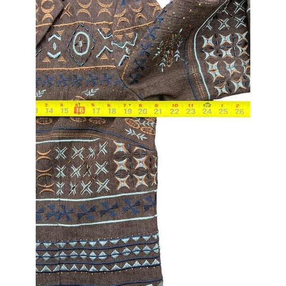 Womens Size 16 Coldwater Creek Brown Embroidered Beaded Blazer Boho Retro Jacket - Picture 8 of 9